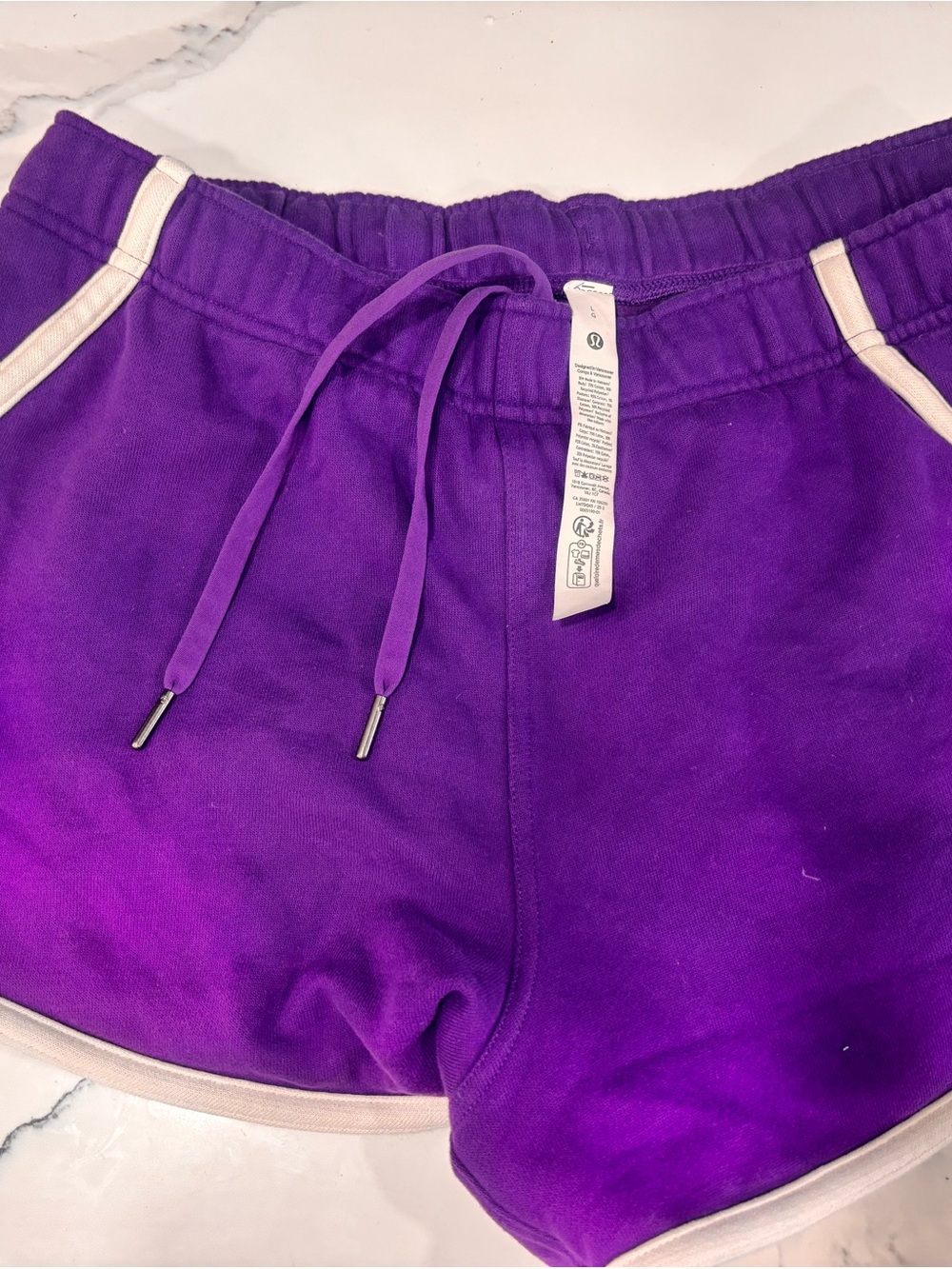 lululemon athletica Purple Women's Drawstring Shorts with White Trim